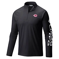 Columbia Cincinnati Reds Terminal Tackle Omni-Shade Raglan Quarter-Zip Pullover Top