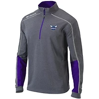 Columbia Heathered Gray/ Charlotte Hornets Omni-Wick Shotgun 20 Quarter-Zip Pullover Top