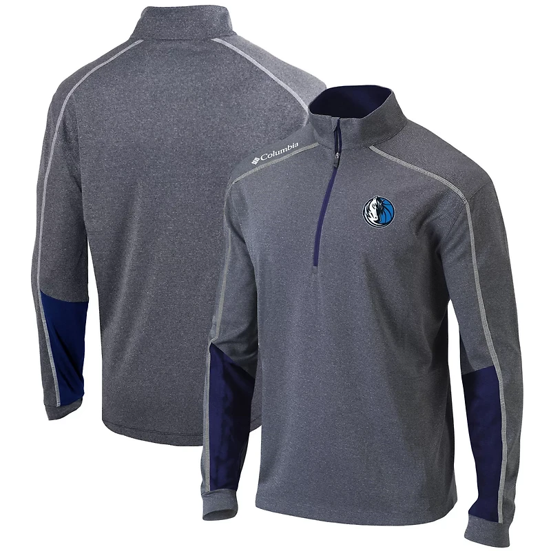 Columbia Heathered Gray/ Dallas Mavericks Omni-Wick Shotgun 20 Quarter-Zip Pullover Top