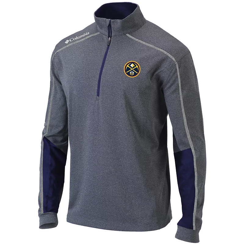 Columbia Heathered Gray/ Denver Nuggets Omni-Wick Shotgun 20 Quarter-Zip Pullover Top