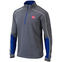 Columbia Heathered Gray/ Detroit Pistons Omni-Wick Shotgun 20 Quarter-Zip Pullover Top