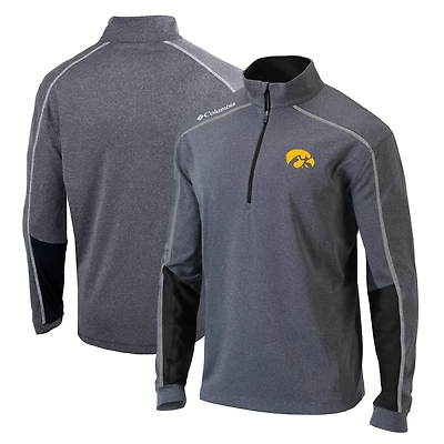 Columbia Heathered Gray/ Iowa Hawkeyes Omni-Wick Shotgun 20 Quarter-Zip Pullover Top