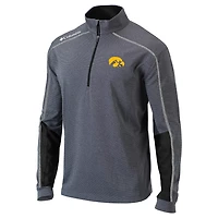 Columbia Heathered Gray/ Iowa Hawkeyes Omni-Wick Shotgun 20 Quarter-Zip Pullover Top