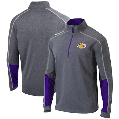 Columbia Heathered Gray/ Los Angeles Lakers Omni-Wick Shotgun 20 Quarter-Zip Pullover Top