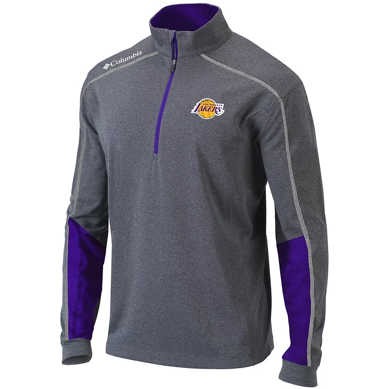 Columbia Heathered Gray/ Los Angeles Lakers Omni-Wick Shotgun 20 Quarter-Zip Pullover Top
