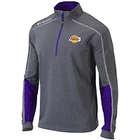 Columbia Heathered Gray/ Los Angeles Lakers Omni-Wick Shotgun 20 Quarter-Zip Pullover Top