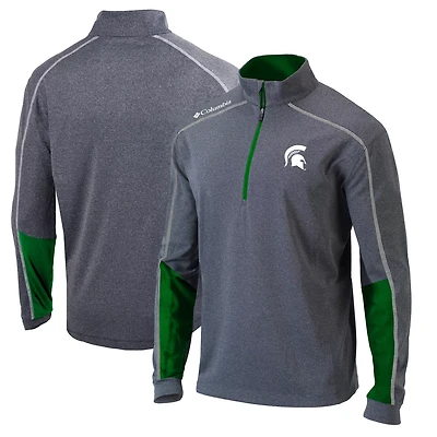 Columbia Heathered Gray/ Michigan State Spartans Omni-Wick Shotgun 20 Quarter-Zip Pullover Top