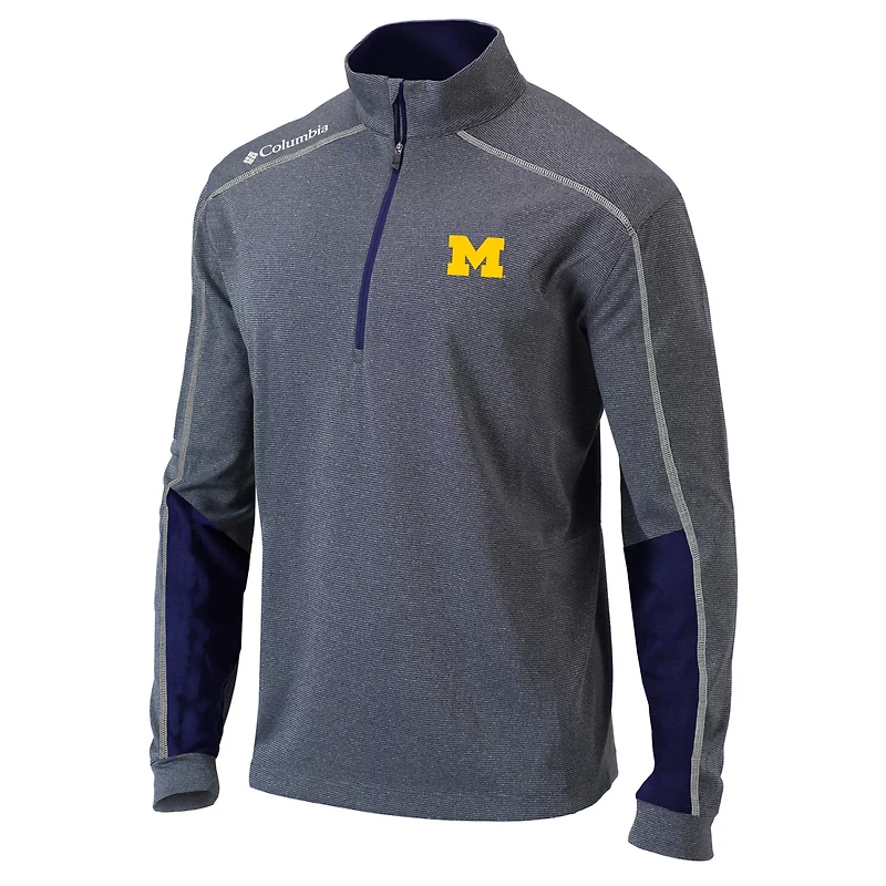 Columbia Heathered Gray/ Michigan Wolverines Omni-Wick Shotgun 20 Quarter-Zip Pullover Top
