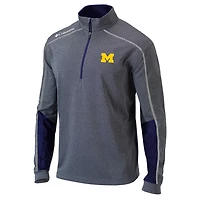 Columbia Heathered Gray/ Michigan Wolverines Omni-Wick Shotgun 20 Quarter-Zip Pullover Top