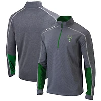 Columbia Heathered Gray/ Milwaukee Bucks Omni-Wick Shotgun 20 Quarter-Zip Pullover Top