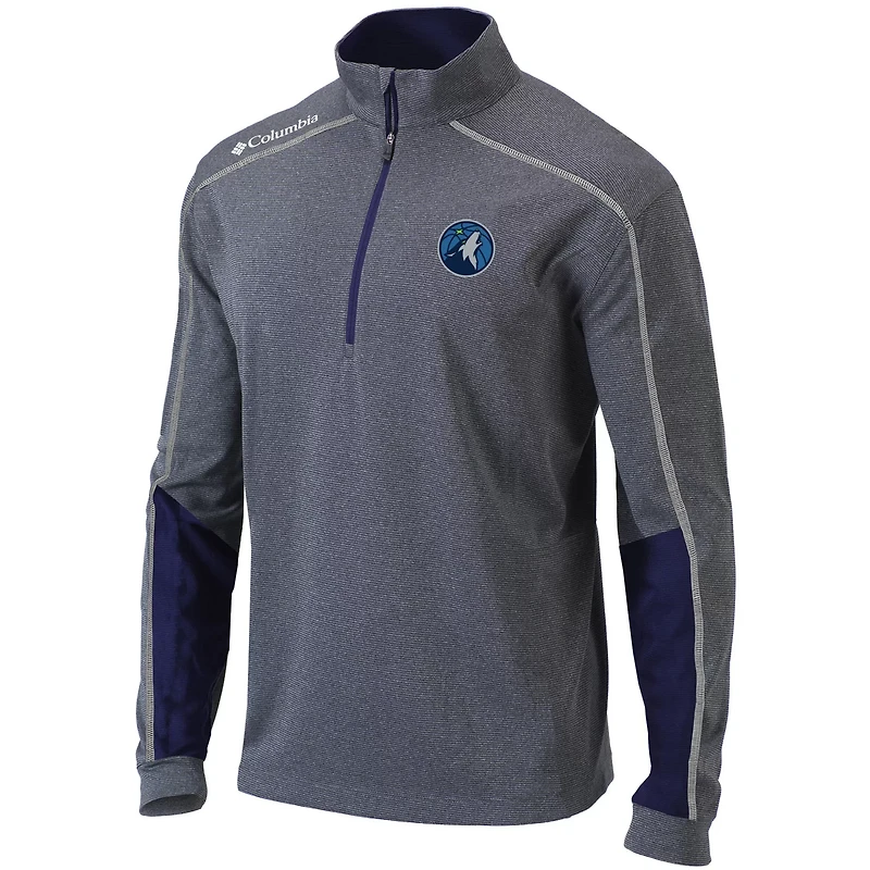 Columbia Heathered Gray/ Minnesota Timberwolves Omni-Wick Shotgun 20 Quarter-Zip Pullover Top