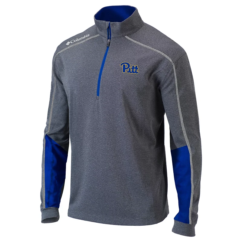 Columbia Heathered Gray/ Pitt Panthers Omni-Wick Shotgun 20 Quarter-Zip Pullover Top
