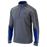 Columbia Heathered Gray/ Pitt Panthers Omni-Wick Shotgun 20 Quarter-Zip Pullover Top