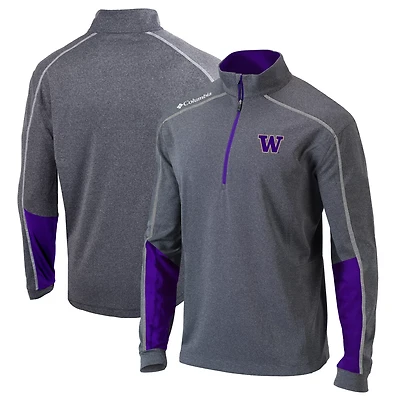 Columbia Heathered Gray/ Washington Huskies Omni-Wick Shotgun 20 Quarter-Zip Pullover Top