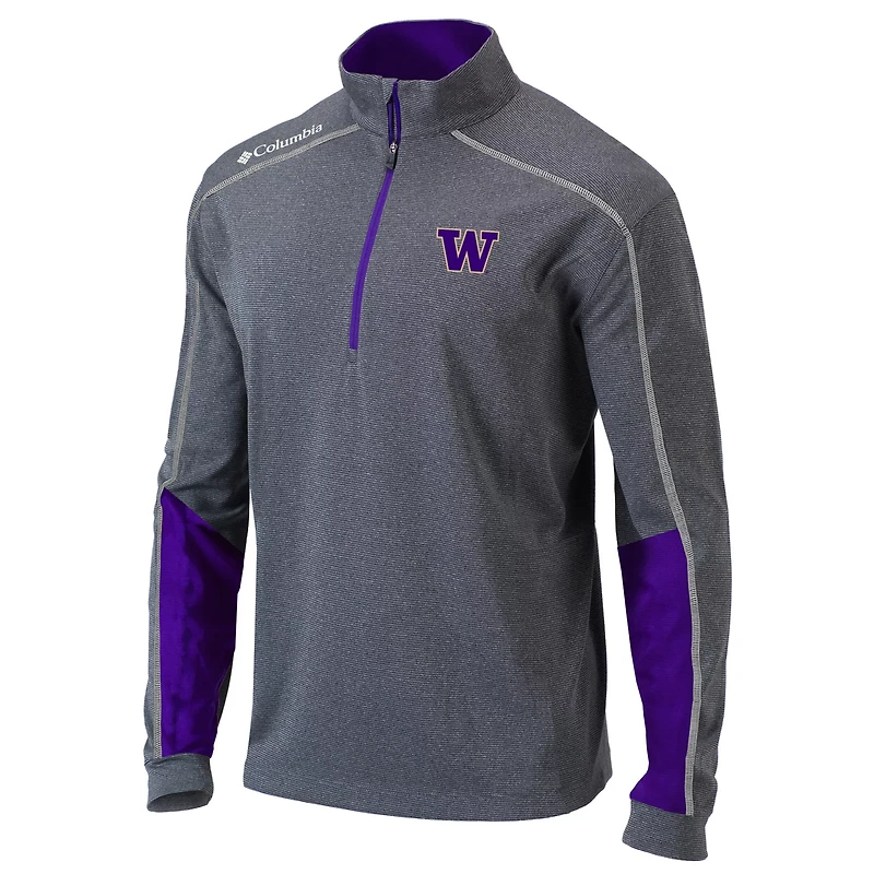 Columbia Heathered Gray/ Washington Huskies Omni-Wick Shotgun 20 Quarter-Zip Pullover Top