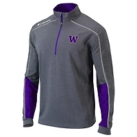 Columbia Heathered Gray/ Washington Huskies Omni-Wick Shotgun 20 Quarter-Zip Pullover Top