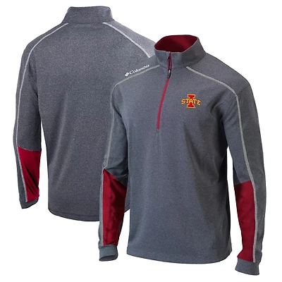 Columbia Heathered Gray/Cardinal Iowa State Cyclones Omni-Wick Shotgun 20 Quarter-Zip Pullover Top