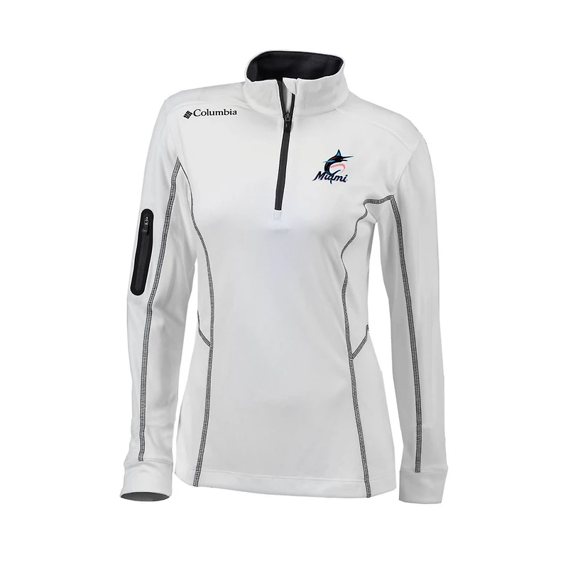 Columbia Miami Marlins Omni-Wick Shotgun Quarter-Zip Pullover Top
