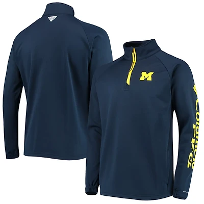Columbia Michigan Wolverines Terminal Tackle Fleece Raglan Omni-Shade Quarter-Zip Jacket
