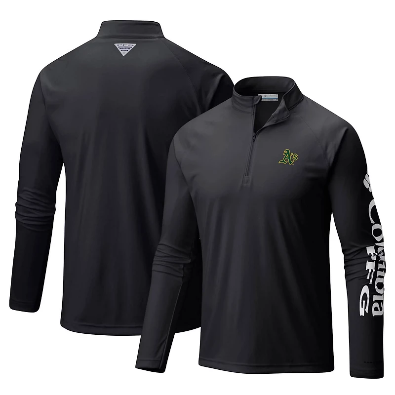 Columbia Oakland Athletics Terminal Tackle Omni-Shade Raglan Quarter-Zip Pullover Top