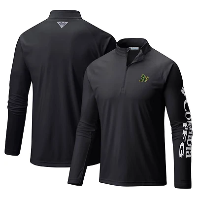 Columbia Oakland Athletics Terminal Tackle Omni-Shade Raglan Quarter-Zip Pullover Top