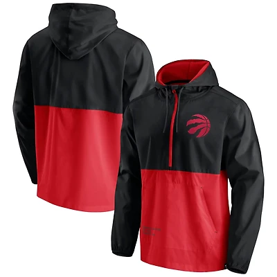 Fanatics Branded /Red Toronto Raptors Anorak Block Party Windbreaker Half-Zip Hoodie Jacket