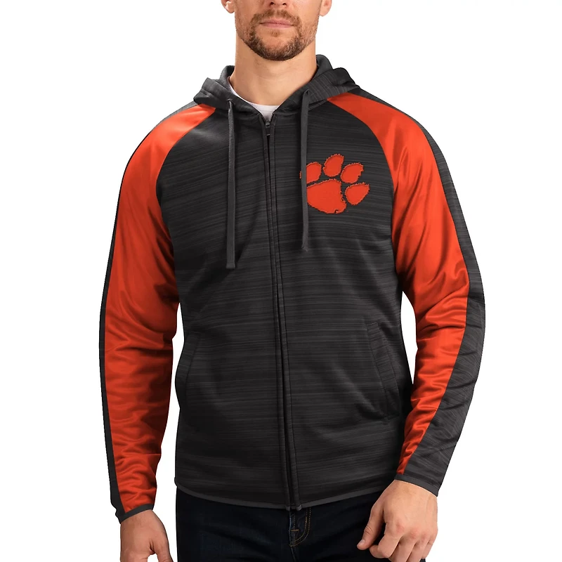 G-III Sports by Carl Banks Clemson Tigers Neutral Zone Raglan Full-Zip Track Jacket Hoodie