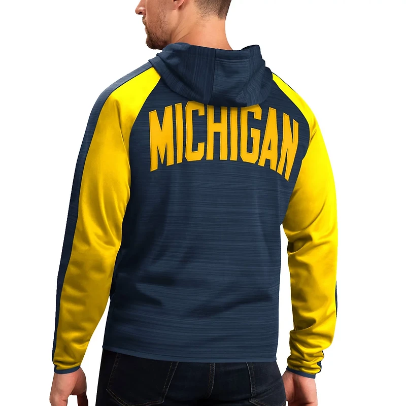 G-III Sports by Carl Banks Michigan Wolverines Neutral Zone Raglan Full-Zip Track Jacket Hoodie