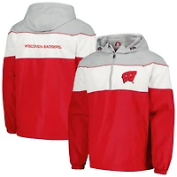 G-III Sports by Carl Banks Wisconsin Badgers Center Line Half-Zip Raglan Hoodie Jacket