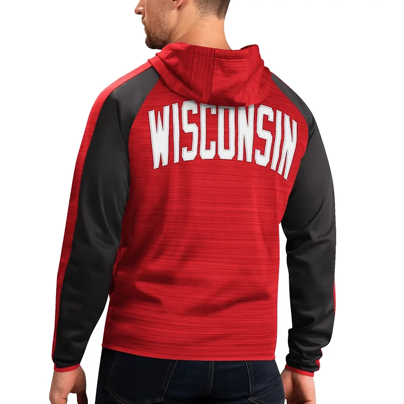 G-III Sports by Carl Banks Wisconsin Badgers Neutral Zone Raglan Full-Zip Track Jacket Hoodie