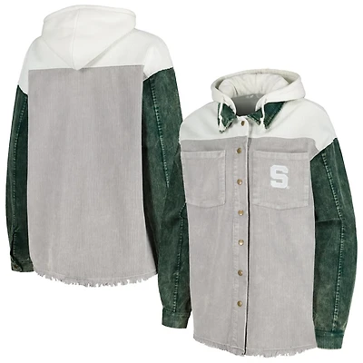 Gameday Couture Michigan State Spartans Vintage Wash Corduroy Full-Snap Hooded Shacket