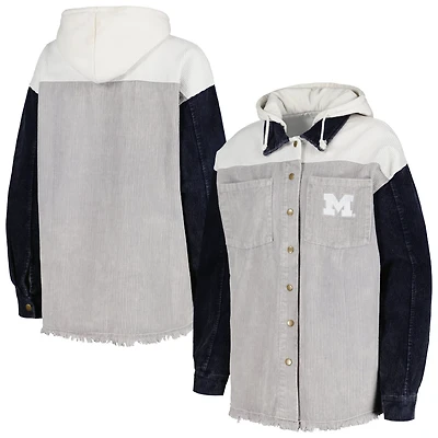 Gameday Couture Michigan Wolverines Vintage Wash Corduroy Full-Snap Hooded Shacket