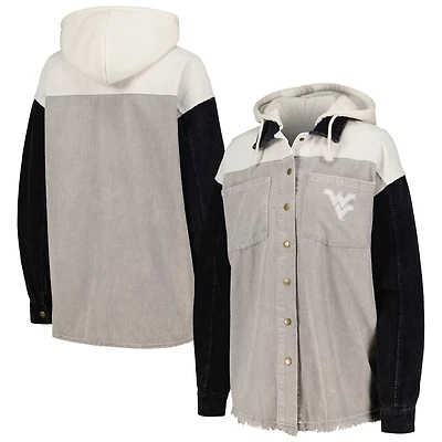 Gameday Couture West Virginia Mountaineers Vintage Wash Corduroy Full-Snap Hooded Shacket