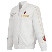 JH Design Miami Heat 2022/23 City Edition Full-Zip Nylon Bomber Jacket