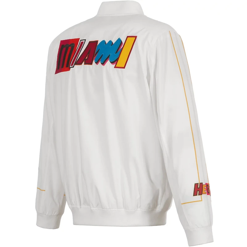 JH Design Miami Heat 2022/23 City Edition Full-Zip Nylon Bomber Jacket