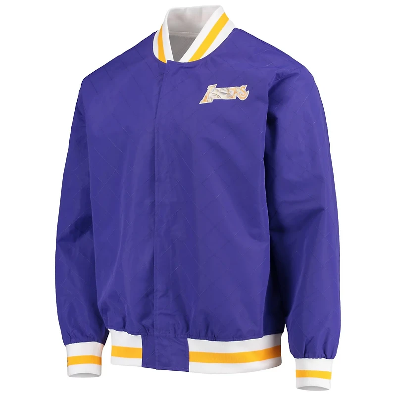 Los Angeles Lakers Mitchell Ness Hardwood Classics 75th Anniversary Authentic Warmup Full-Snap Jacket