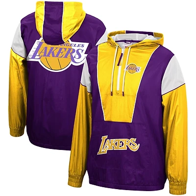 Mitchell  Ness /Gold Los Angeles Lakers Hardwood Classics Highlight Reel Windbreaker Half-Zip Hoodie Jacket