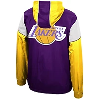 Mitchell  Ness /Gold Los Angeles Lakers Hardwood Classics Highlight Reel Windbreaker Half-Zip Hoodie Jacket