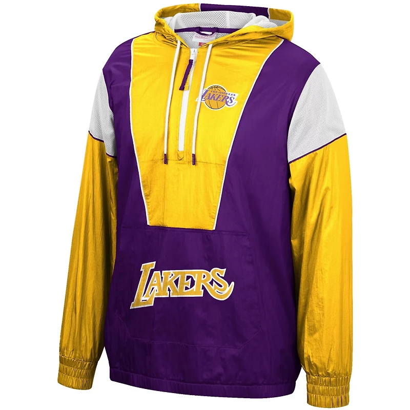 Mitchell  Ness /Gold Los Angeles Lakers Hardwood Classics Highlight Reel Windbreaker Half-Zip Hoodie Jacket