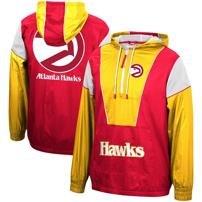 Mitchell  Ness /Yellow Atlanta Hawks Hardwood Classics Highlight Reel Windbreaker Half-Zip Hoodie Jacket