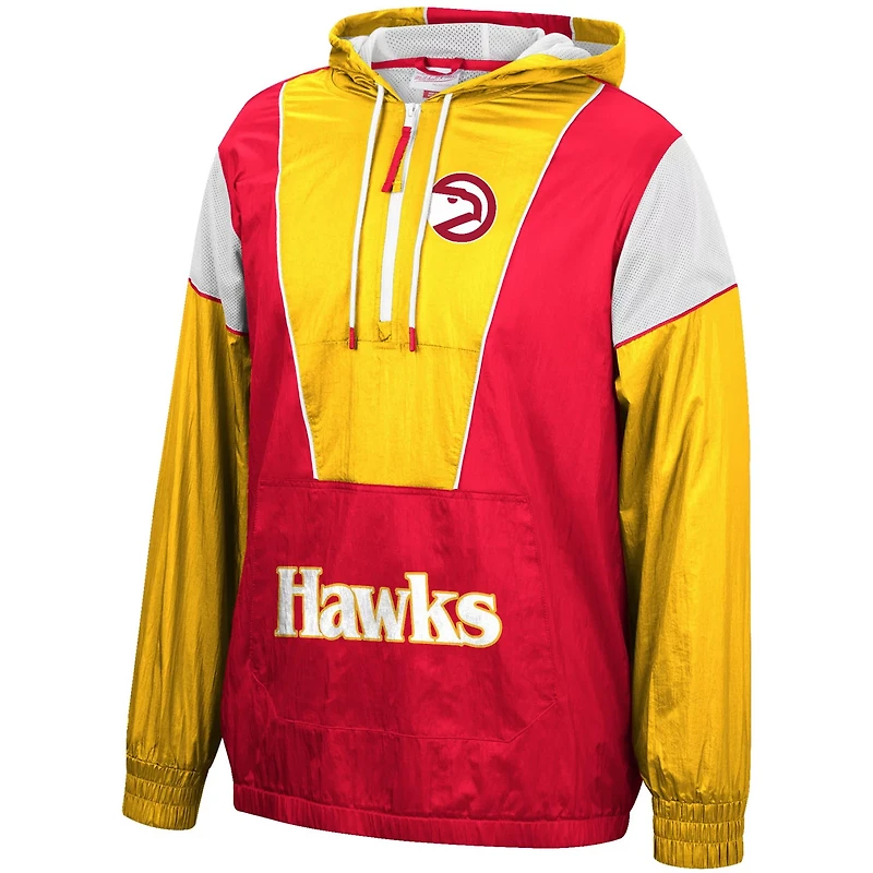Mitchell  Ness /Yellow Atlanta Hawks Hardwood Classics Highlight Reel Windbreaker Half-Zip Hoodie Jacket