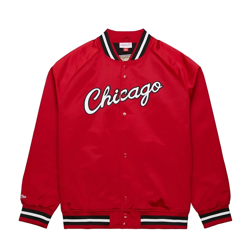 Mitchell Ness Chicago Bulls Hardwood Classics Throwback Wordmark Raglan Full-Snap Jacket