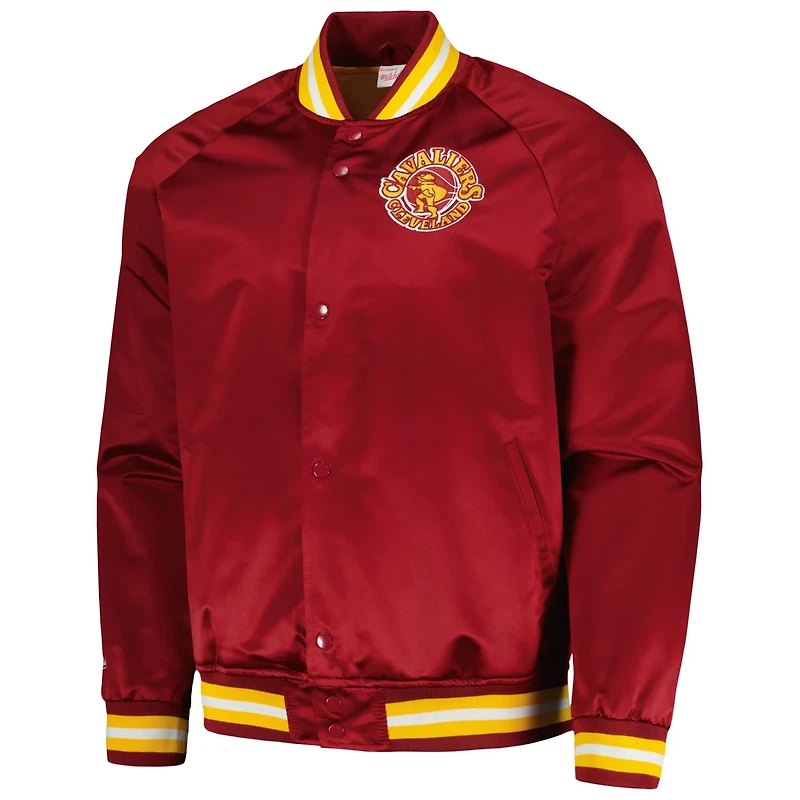 Mitchell Ness Cleveland Cavaliers Hardwood Classics Throwback Wordmark Raglan Full-Snap Jacket