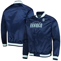 Mitchell  Ness Deep Sea Seattle Kraken Satin Full-Snap Raglan Varsity Jacket