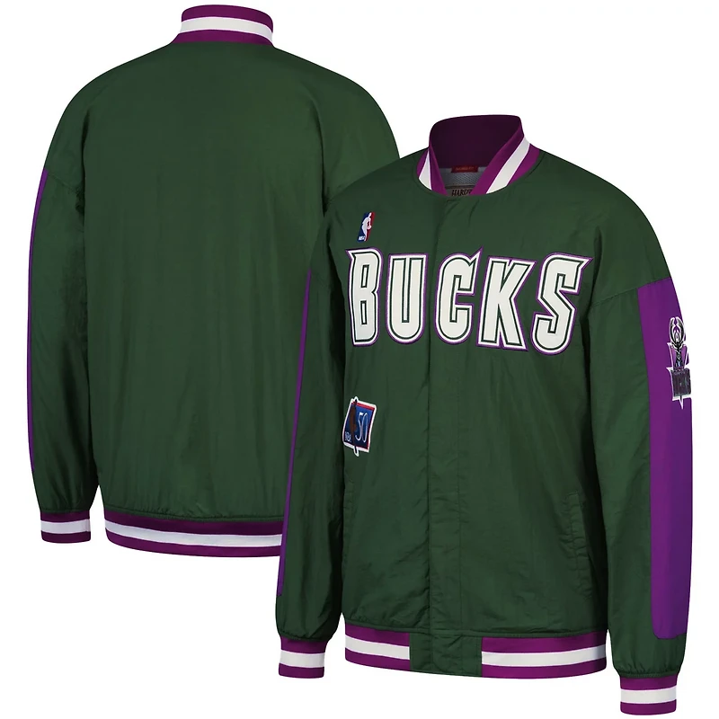 Mitchell  Ness Hunter Milwaukee Bucks Hardwood Classics Authentic Warm-Up Full-Snap Jacket