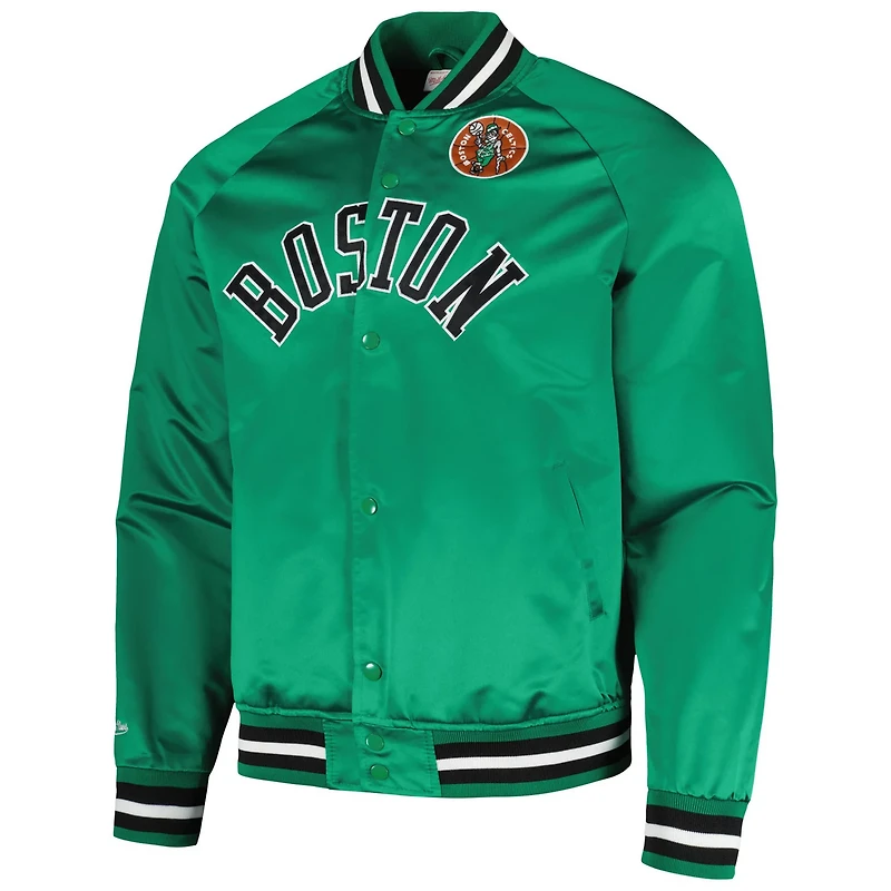 Mitchell  Ness Kelly Boston Celtics Hardwood Classics Throwback Wordmark Raglan Full-Snap Jacket