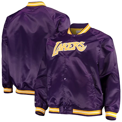 Mitchell Ness Los Angeles Lakers Big Tall Hardwood Classics Raglan Satin Full-Snap Jacket