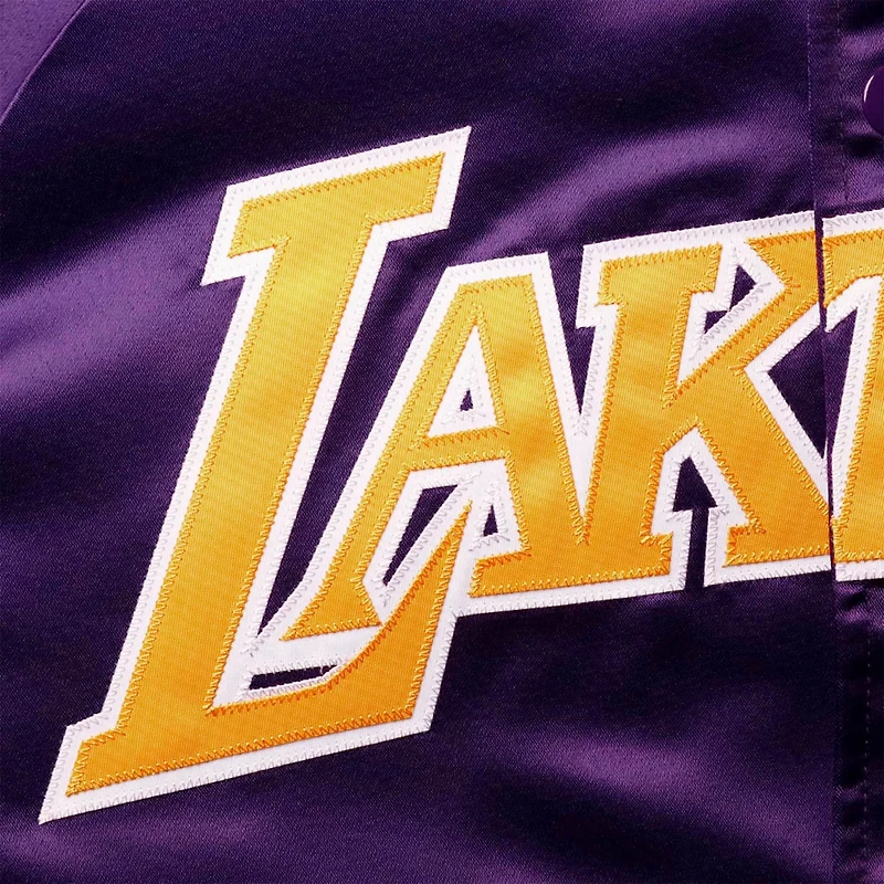 Mitchell  Ness Los Angeles Lakers Throwback Wordmark Satin Full-Snap Raglan Jacket