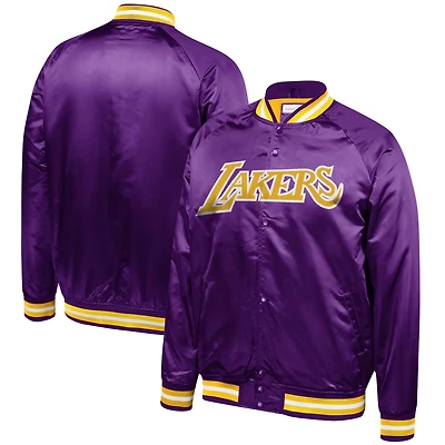 Mitchell  Ness Los Angeles Lakers Throwback Wordmark Satin Full-Snap Raglan Jacket