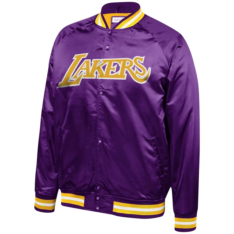 Mitchell  Ness Los Angeles Lakers Throwback Wordmark Satin Full-Snap Raglan Jacket